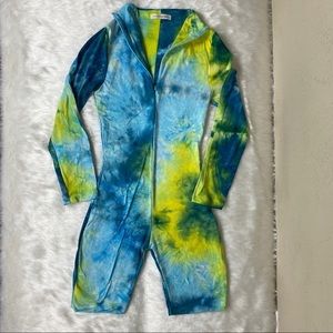 Tie Dye Ruched Casual Biker Short Rompers
